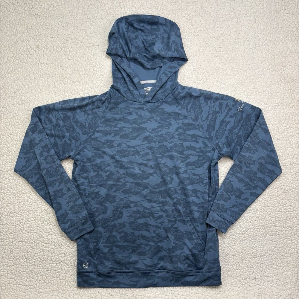 Straight Down MacKenzie Hoodie Camo Petrol Blue Size L Golf Performance Stretch